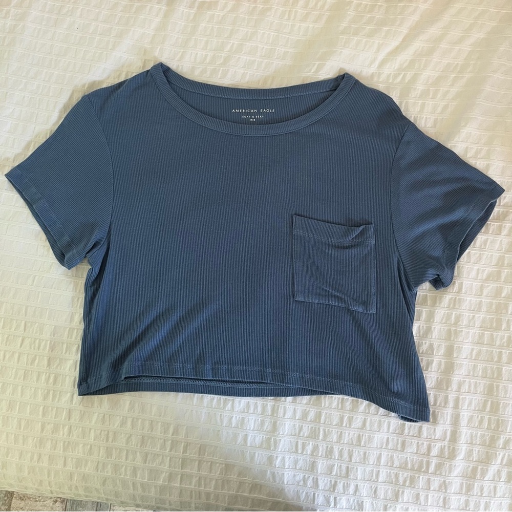 American Eagle Outfitters Gray Boxy Crop T-Shirt